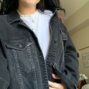 Cropped Black Denim Jacket